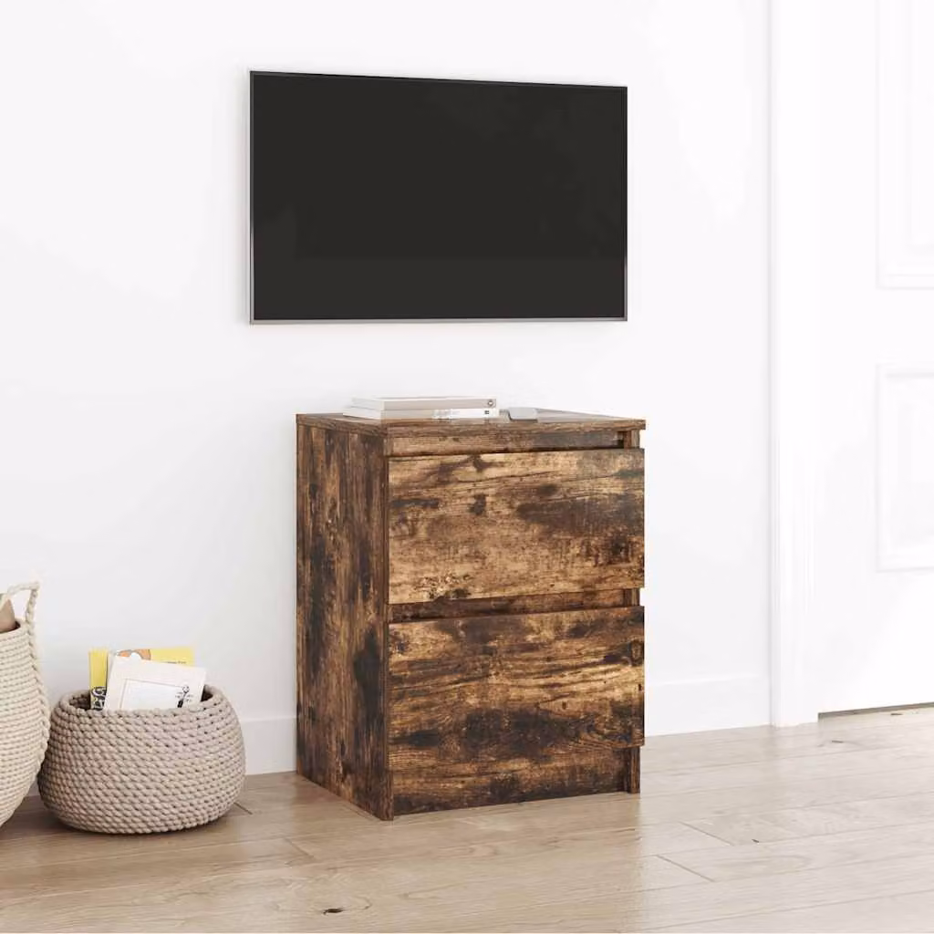 Mobile TV vidaXL in legno multistrato color rovere fumo con ruote L 40 cm, P 35 cm, H 54 cm