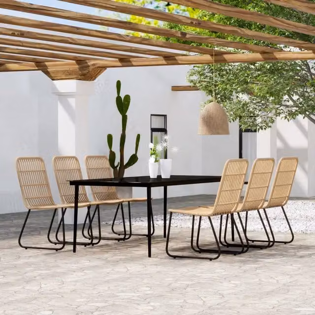 Set da Pranzo per Giardino 7 pz con Cuscini Rovere 3099177
