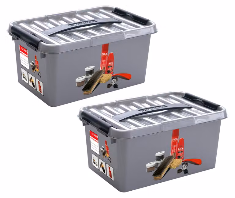 Scatola per la cura delle scarpe Sunware Q-line con inserto/divisorio da 6 litri - set di 2 pezzi