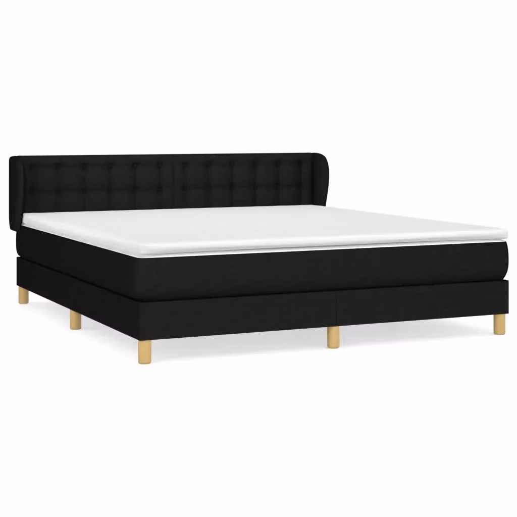 Letto Ibrido vidaXL con Giroletto a Molle e Materasso in Tessuto Nero e Bianco L/P: 160 x 200 cm – 2