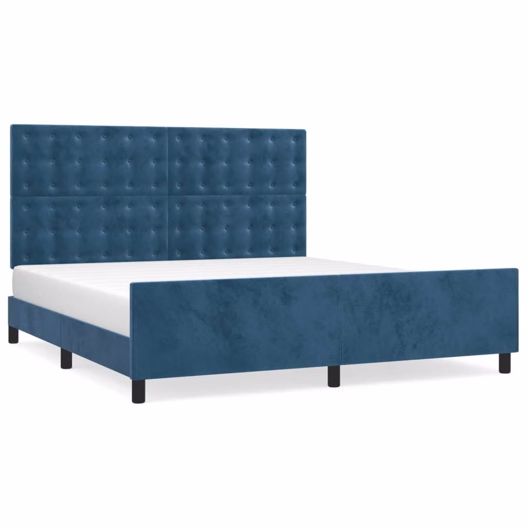 Struttura letto senza materasso blu scuro 160x200 cm in velluto