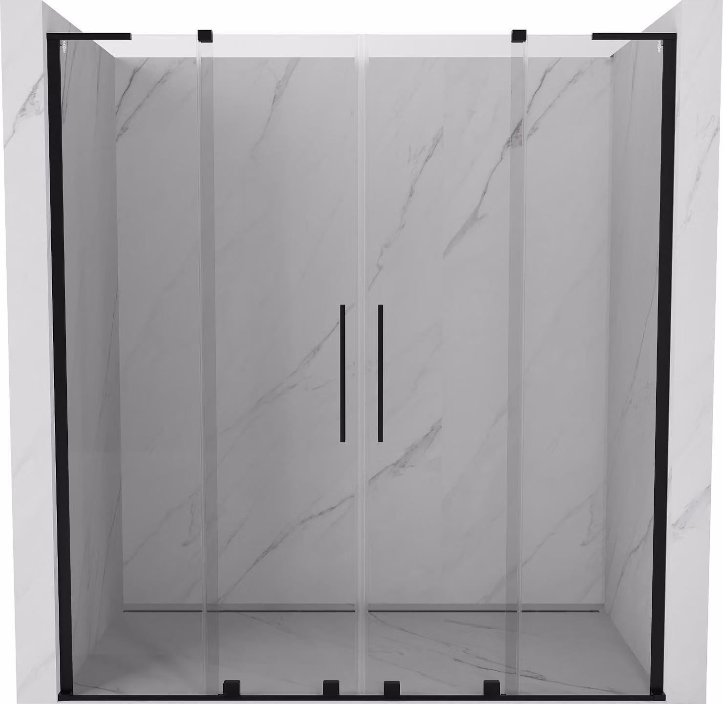 Mexen Velar L Duo Porta doccia scorrevole 180 cm, trasparente, nero - 871-180-003-02-70