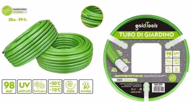 Tubo per irrigazione da giardino Kaela in PVC verde, lunghezza 30 m, diametro 6,5 mm