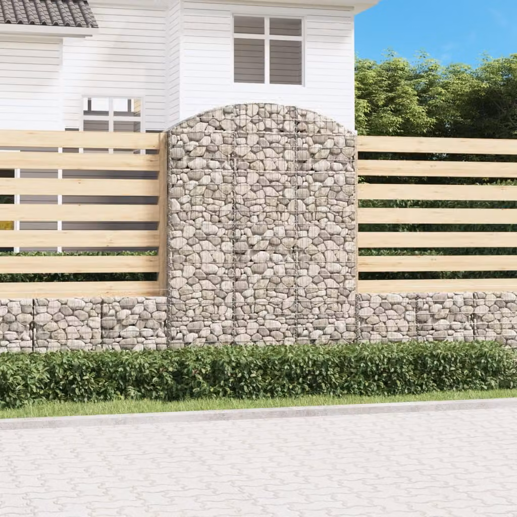 Cesto Gabbione ad Arco vidaXL in Acciaio Zincato Grigio L: 150 cm, P: 30 cm, H: 200-220 cm