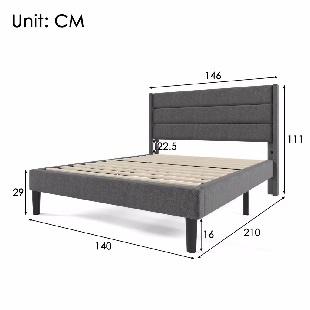 Letto matrimoniale imbottito Cipacho in velluto grigio o verde L/P/H: 140 x 200 cm – 2