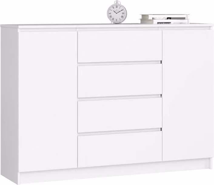 BDW, cassettiera con 4 cassetti, 139x40x99 cm, K140, bianco