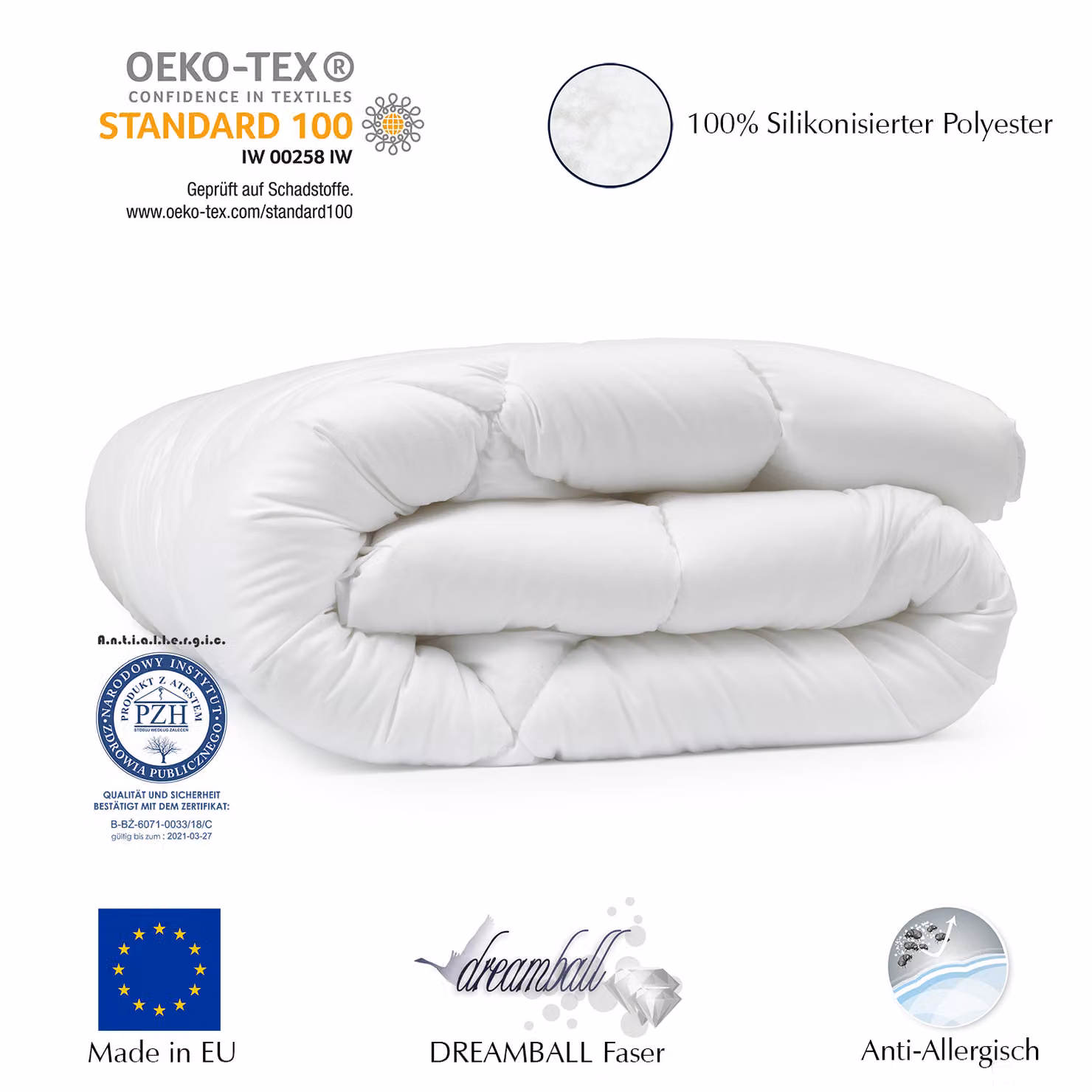 Copripiumino tessile per la casa 135x200 4 stagioni | Copripiumino: 100% microfibra | Biancheria da letto per allergici con | Imbottitura: 1000