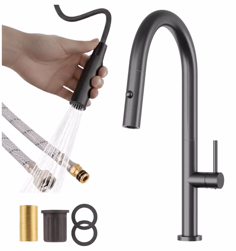 Granitan - Miscelatore cucina - Rubinetto cucina altezza 43 cm - Gun grey - canna estraibile - LIVIA