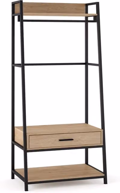 Portemanteau industriel Hispanohogar 1 tiroir finition chêne 176x84x40
