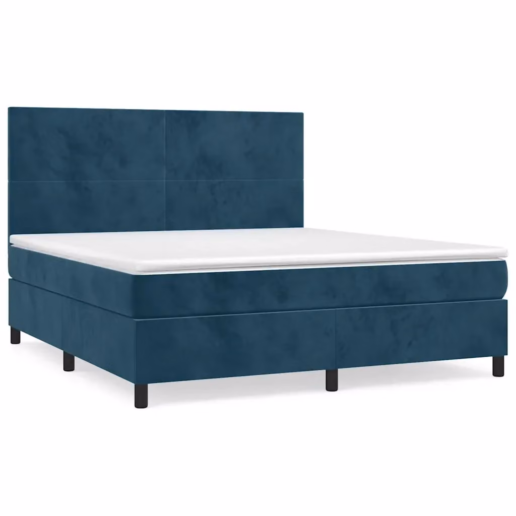 Letto Ibrido con Giroletto a Molle e Materasso vidaXL in Velluto Blu e Bianco L/P: 160 x 200 cm – 2