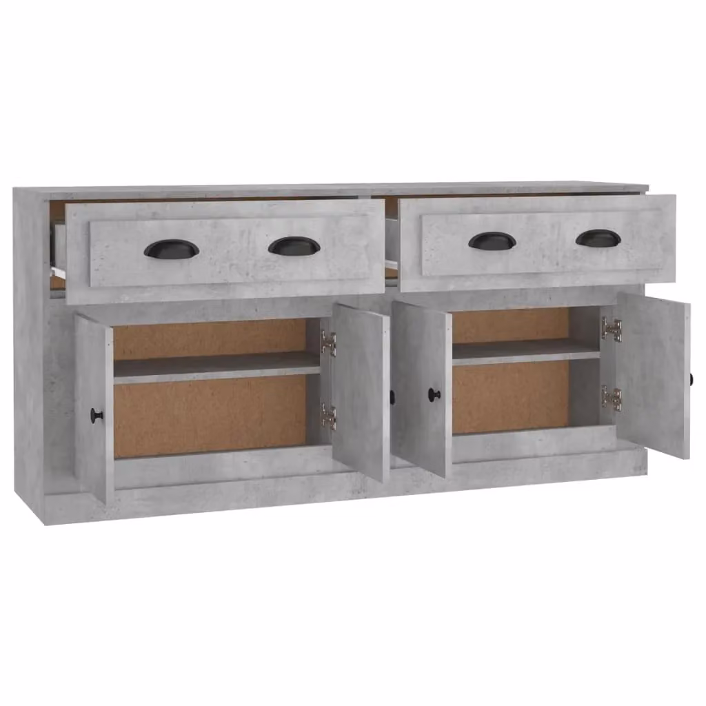 Set da 2 mobili contenitori buffet e credenza in legno MDF grigio per cucina e soggiorno – 2
