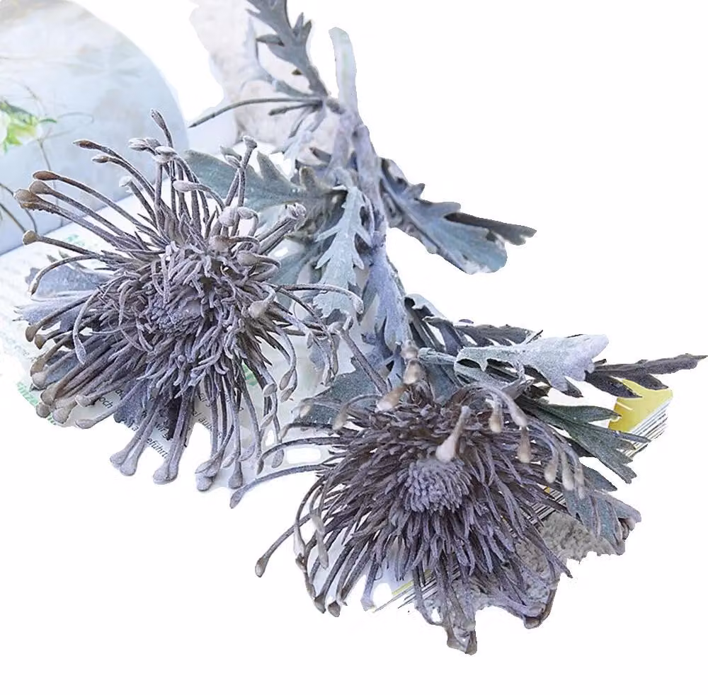 Fiori artificiali, arredamento per la casa, uso interno, GRIGIO, confezione da 3 pezzi