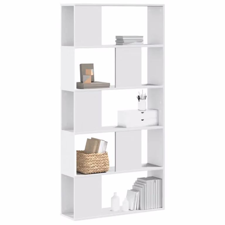 Libreria vidaXL con 5 Ripiani Bianca in Legno Multistrato e MDF, L 80,5 cm x P 23,5 cm x H 162,5 cm