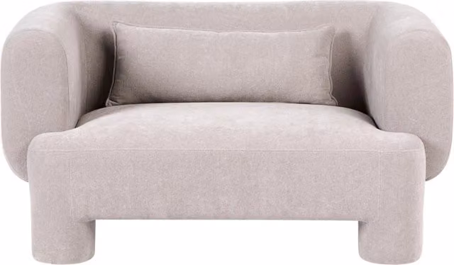 Divano a 2 posti Rivestimento in tessuto beige scuro Tessitura morbida Gambe cilindriche Stile organico