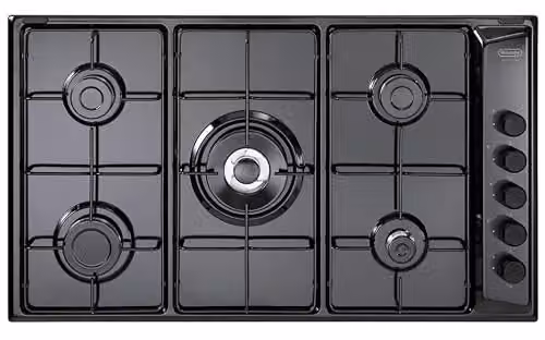 DELONGHI FLN59DD PIANO COTTURA A GAS NERO 90 CM 5 FUOCHI 1 DOPPIA CORONA