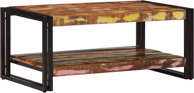 Tavolino Salotto Multicolore 90x50x38cm Legno Massello Recupero 4102717