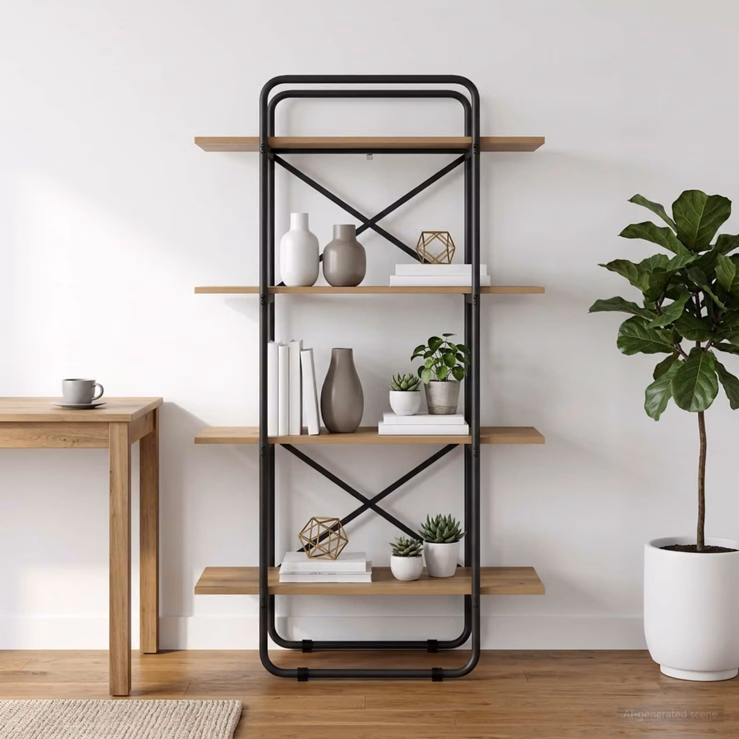 Libreria vidaXL a 4 livelli in stile industriale, colore marrone, L 80 cm x P 35 cm x H 140 cm
