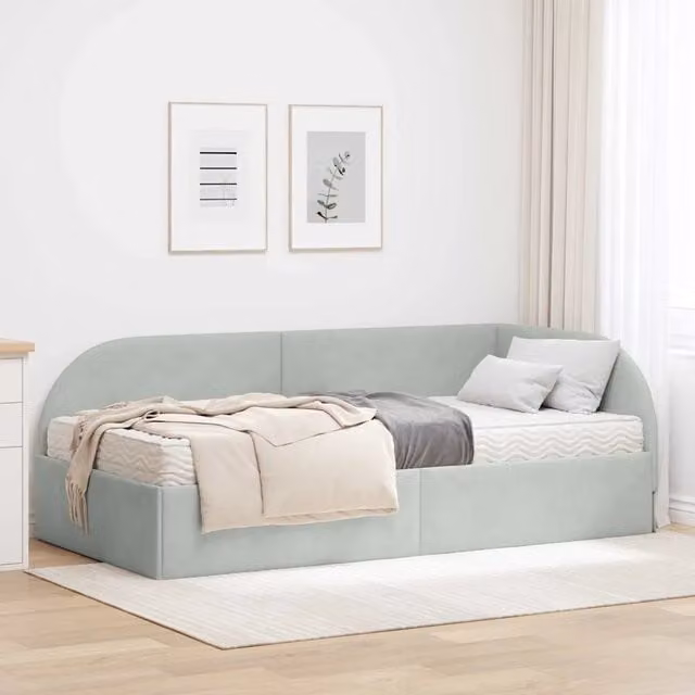 Struttura Letto Angolare con Materasso 2 pz-Giroletto con materasso Grigio chiaro 334317