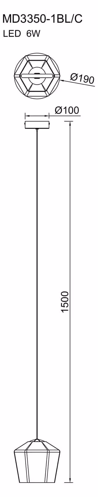 Lampada a sospensione LED 6W COLORE MD3350-1BL/C Linea Zuma