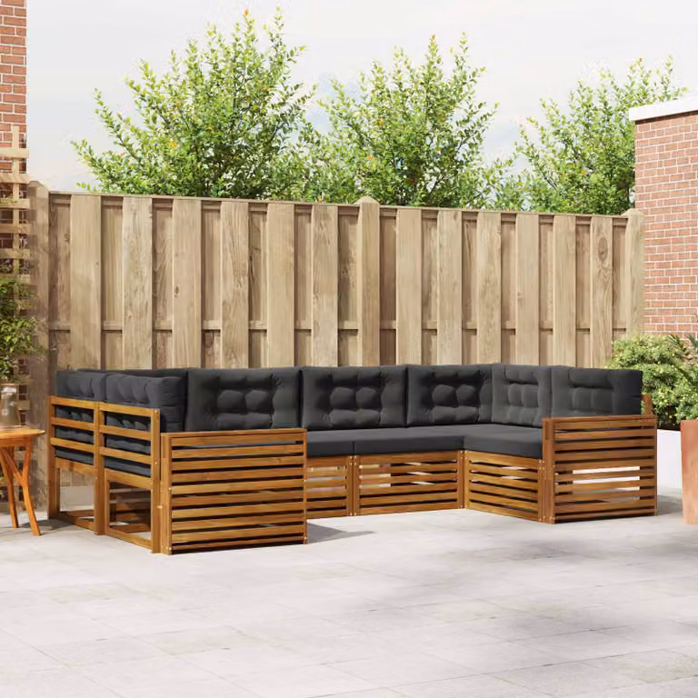 Set di divani da esterno vidaXL 6 pz in legno di acacia con cuscini, beige e antracite