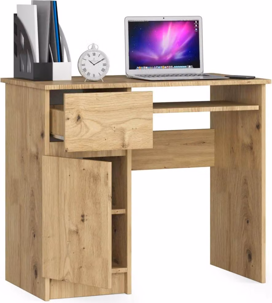 Scrivania per PC KALRION - rovere artisan, versione a sinistra