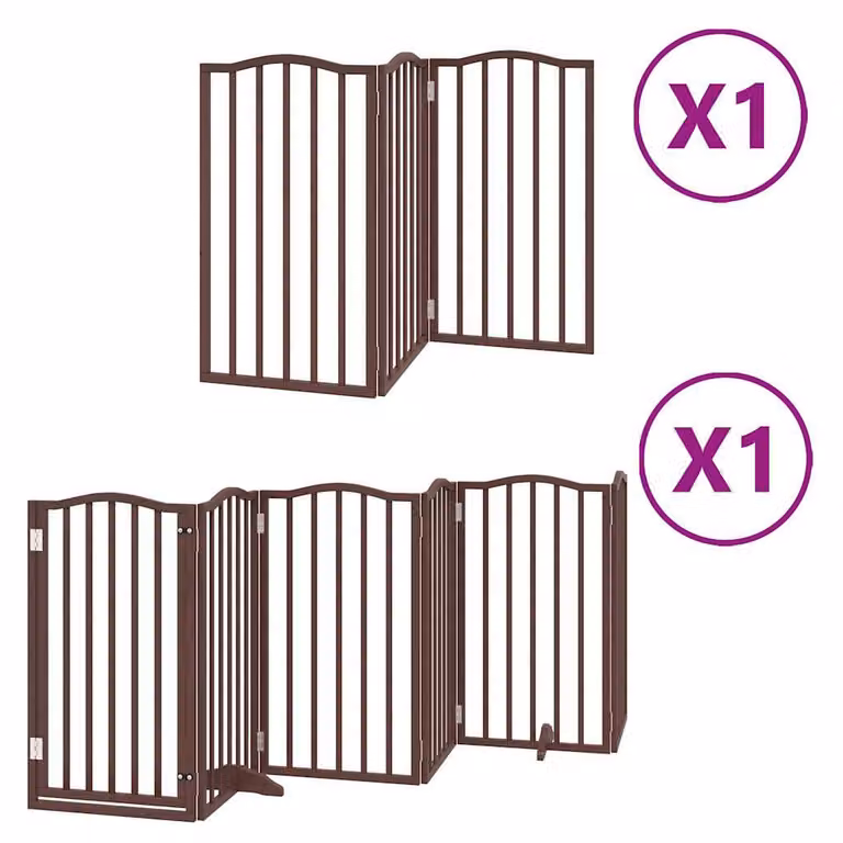 Cancello Cani Porta Pieghevole Marrone 9 Pannelli 450cm Pioppo