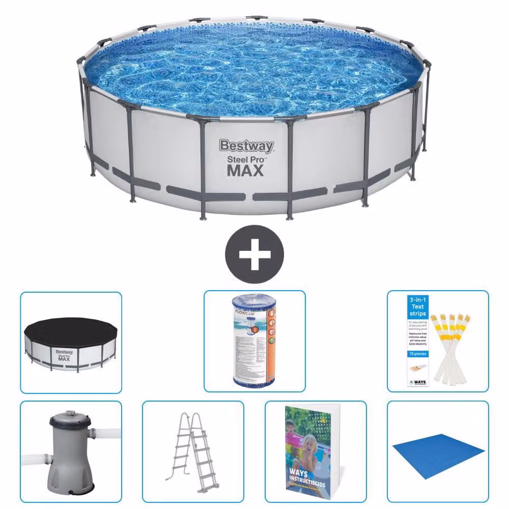 Piscina gonfiabile Bestway Steel Pro MAX, rotonda, 488x122 cm, composta da 6 parti, modello S594