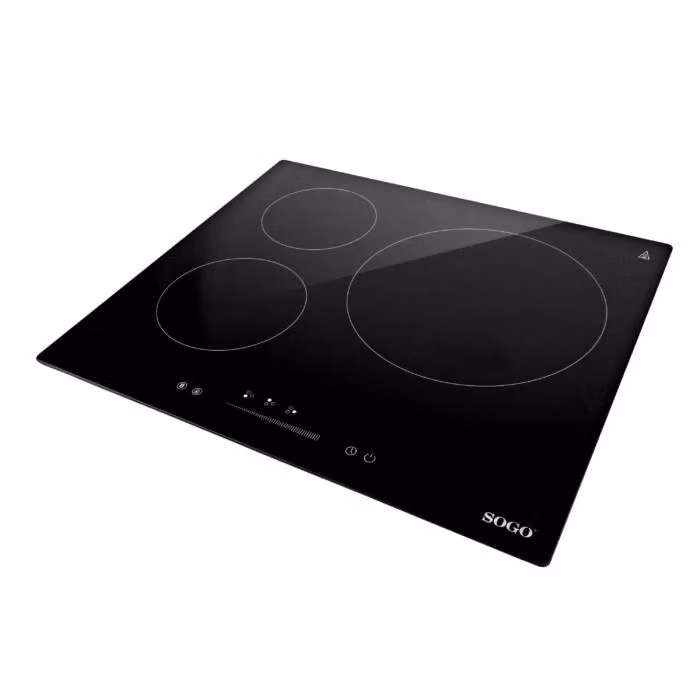 Piano cottura a induzione Sogo da incasso in vetro nero con 3 zone, funzione booster, timer e controllo touch slider – 2