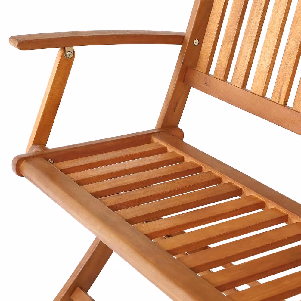 Panchina da giardino Casaria in legno di eucalipto certificato FSC marrone con braccioli e cuscini a righe L: 120 cm, P: 55 cm, H: 90 cm – 2