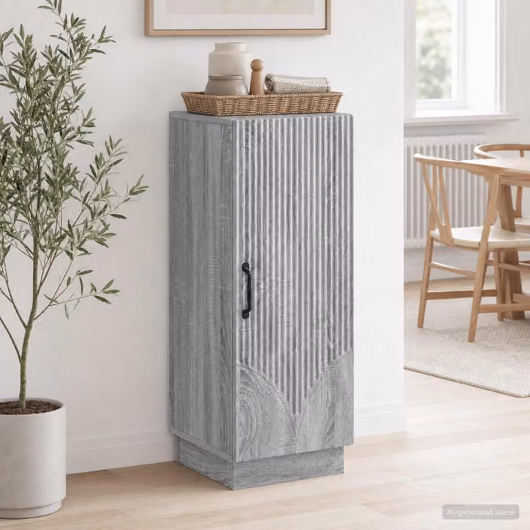 Credenza moderna vidaXL in legno ingegnerizzato grigio Sonoma, L: 33 cm, P: 34,5 cm, H: 87 cm