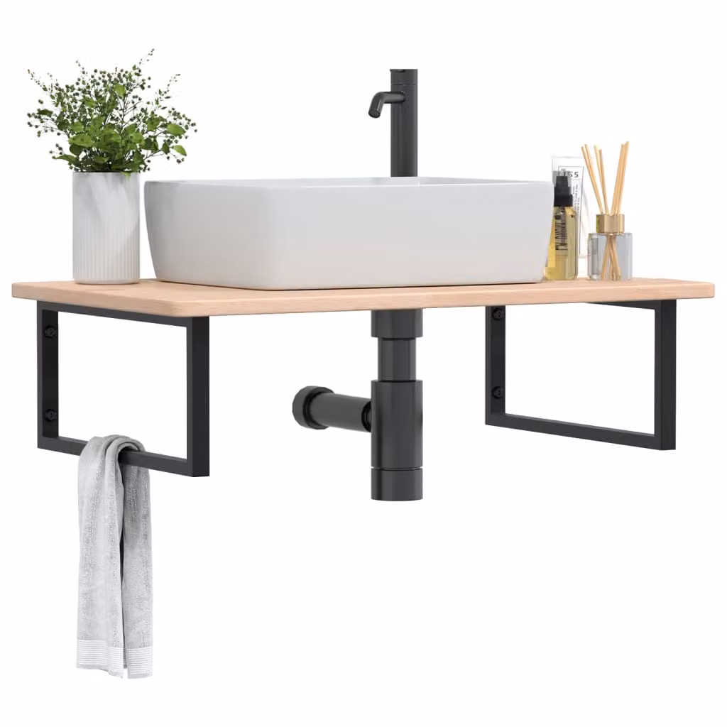 vidaXL Ripiano a Parete per Lavabo in Rovere e Acciaio, Nero e Marrone