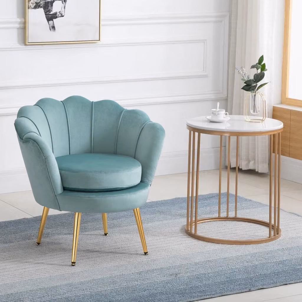 Poltrona Imbottita GIORDANOSHOP in Tessuto Effetto Velluto con Braccioli, L: 76 cm, P: 67 cm, H: 74 cm – 2