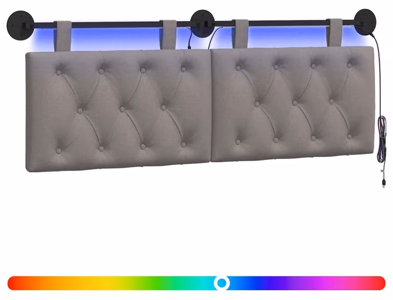 Testiera sospesa Con luce LED Tortora Tessuto