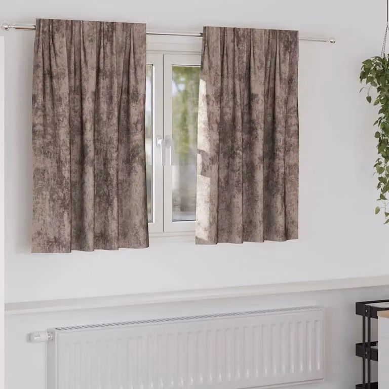 Set di 2 tende oscuranti in velluto vidaXL, colore beige, termoisolanti, L 140 cm x H 140 cm