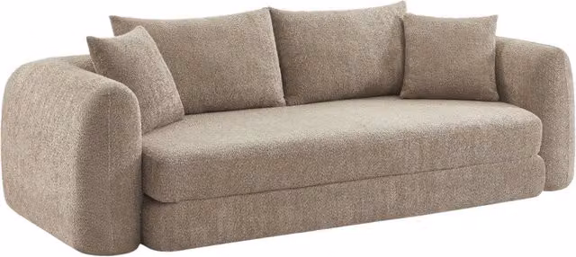 Divano letto convertibile 3 posti Sweeetch in tessuto bouclé beige con coperture rimovibili e cuscini inclusi