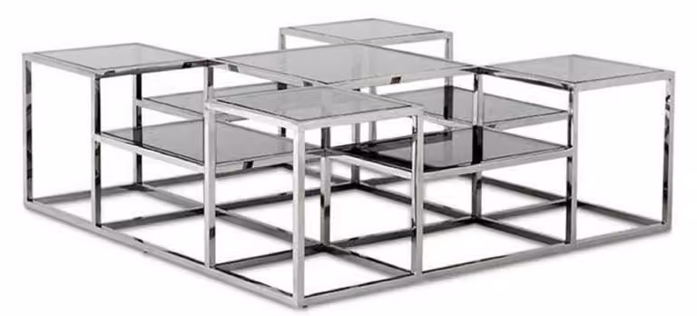 Tavolino di design Casa Padrino argento / grigio 120 x 120 x h. 42 cm - Mobili Soggiorno