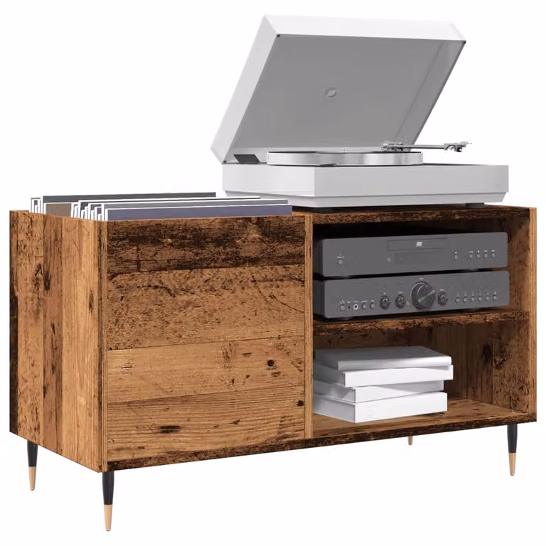 vidaXL Mobile Porta Dischi in Legno Antico Marrone L: 84,5 cm, P: 38 cm, H: 48 cm