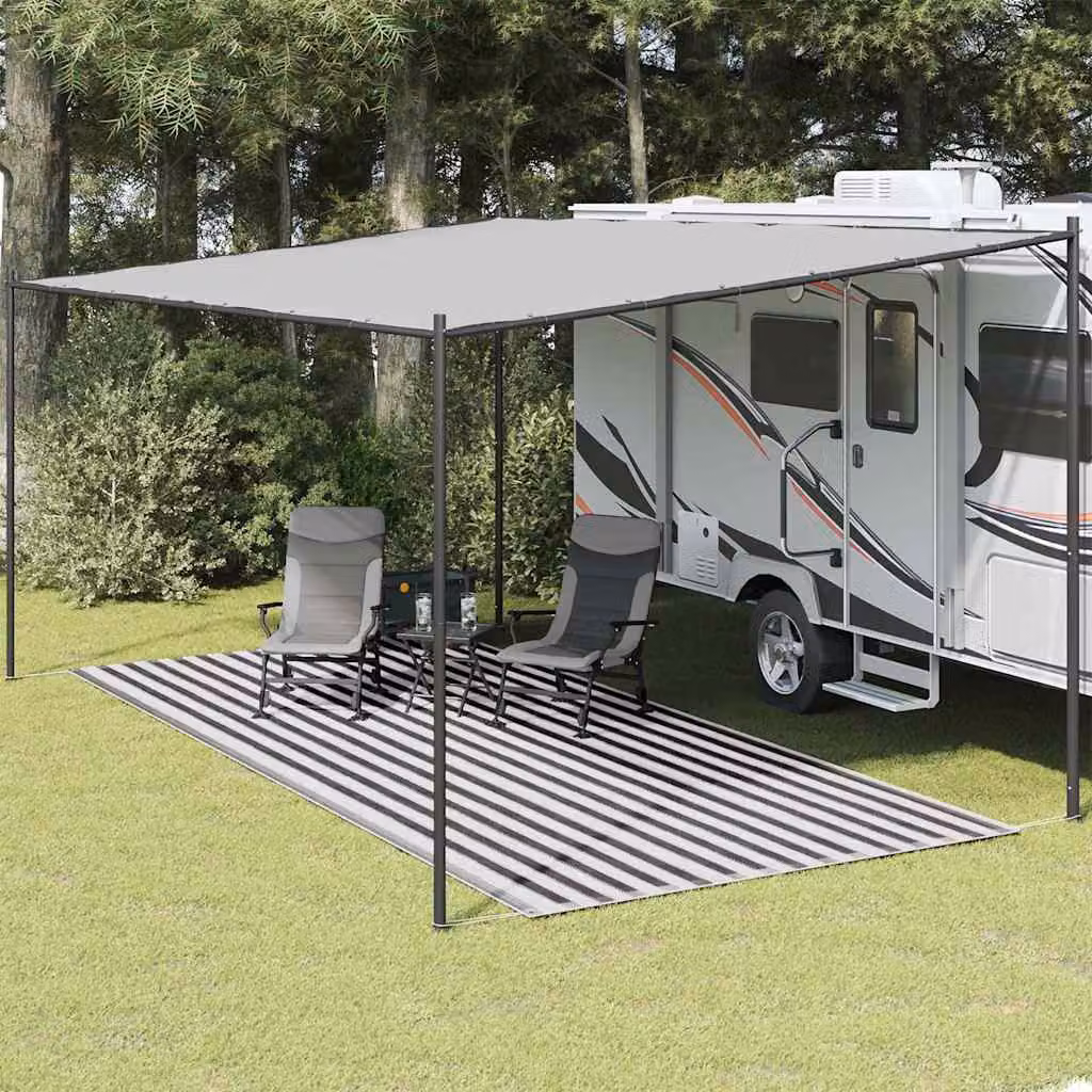 Tappeto da esterno vidaXL a righe moderno, antracite e bianco, L 250 cm x P 500 cm