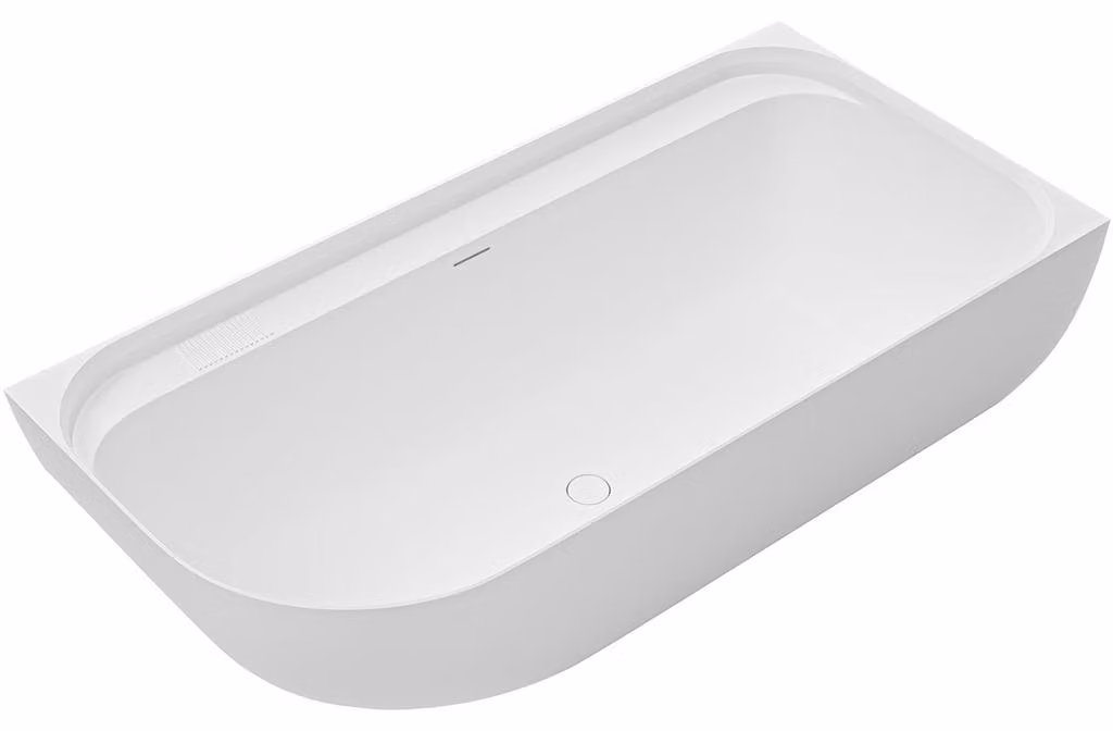 CERANO - Vasca da bagno freestanding in marmo colato Valeria, destra - bianco opaco - 170x82 cm