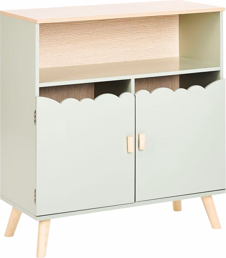 BELIANI cassettiera a 2 ante in pino verde chiaro MDF con 1 ripiano mobile contenitore stile moderno camera dei bambini