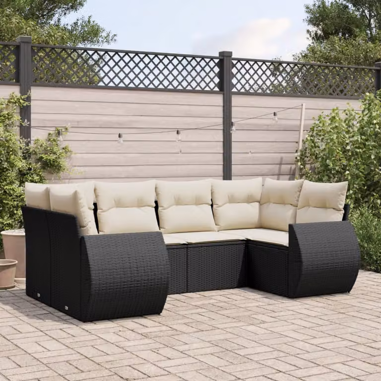 vidaXL Set Divano da Giardino a L in Polyrattan Nero con Cuscini Imbottiti e Coperture Rimosse