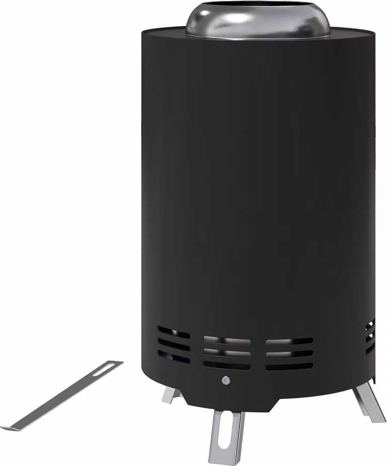 Braciere Ø16x25cm in acciaio inox braciere con attizzatoio braciere senza fumo braciere per giardino, balcone terrazza, barbecue all'aperto campeggio nero Aosom