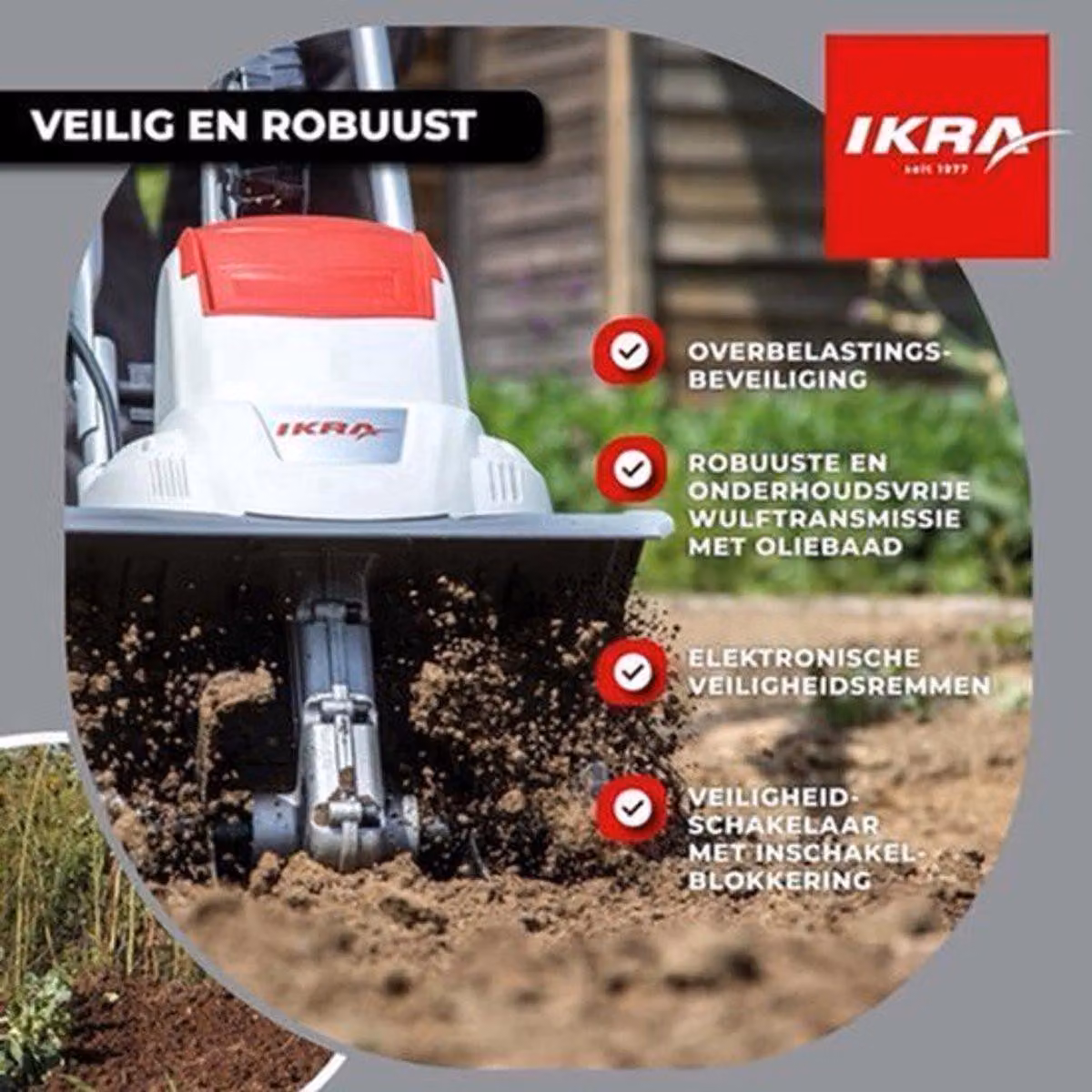 Coltivatore elettrico - motore da 800W - ideale per lavorare il terreno fino a una profondità di 20 cm e una larghezza di 30 cm, perfetto per il giardino
