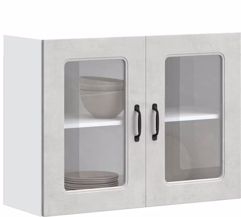 Pensile da Cucina con Porta in Vetro Kalmar Grigio Cemento