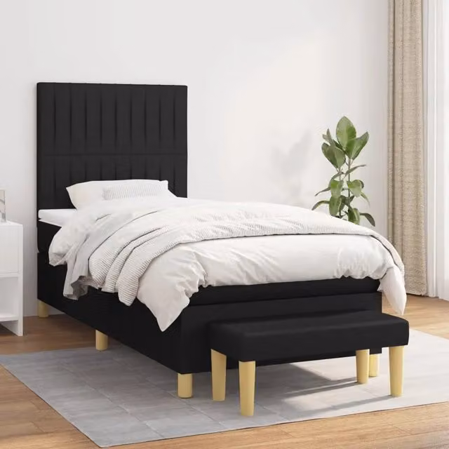 Letto Ibrido con Giroletto a Molle e Materasso vidaXL, Colore Nero e Bianco, L/P/H: 90 x 200 x 203 cm – 1