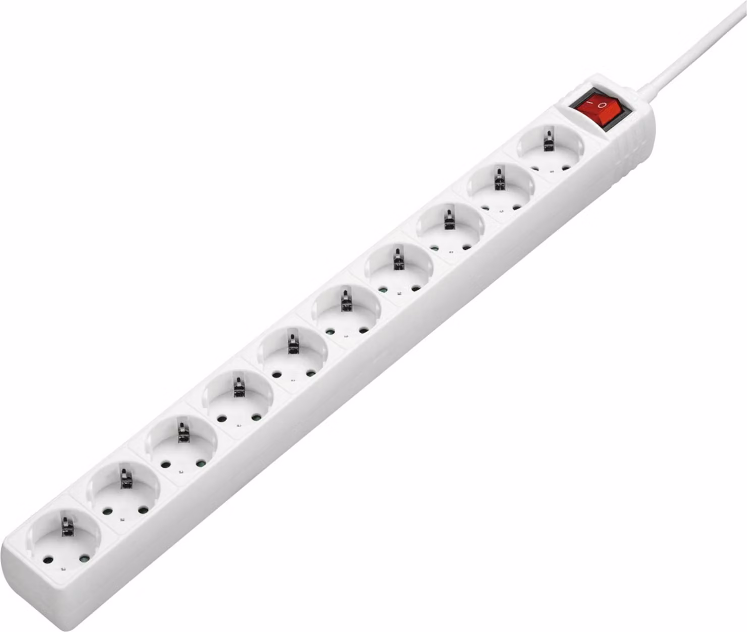 presa Hama a 10 vie con interruttore (cavo da 3 m, max. 3500 W). Presa di corrente XXL in bianco.