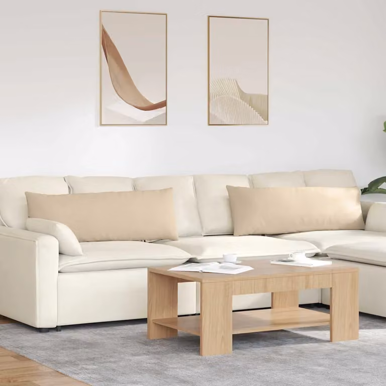Set di 2 cuscini da divano vidaXL in tessuto beige con rivestimento rimovibile, L 120 cm x P 40 cm x H 40 cm
