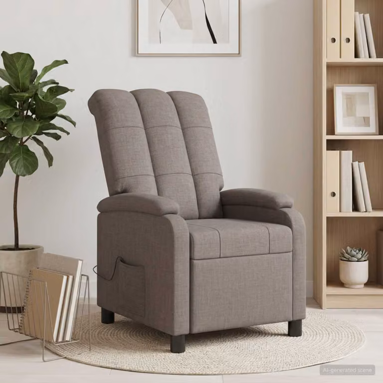 Poltrona relax reclinabile vidaXL in tessuto beige e grigio con braccioli