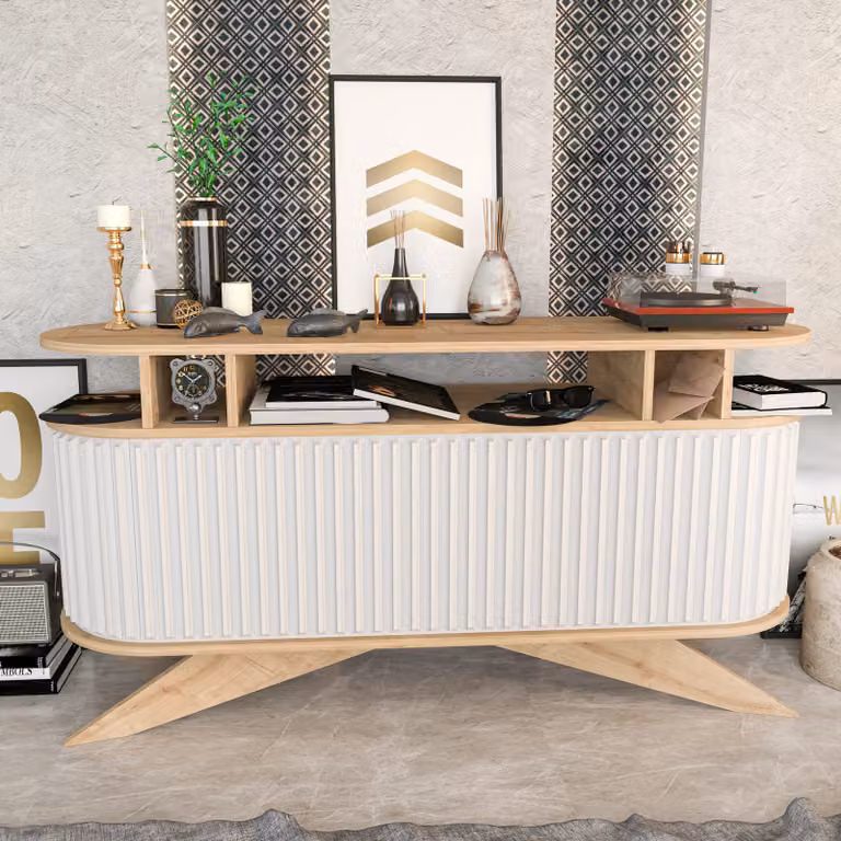 Skye Decor, Stor - Oak, White, cassettiera, credenza, rovere, 150 x 75 x 43 cm
