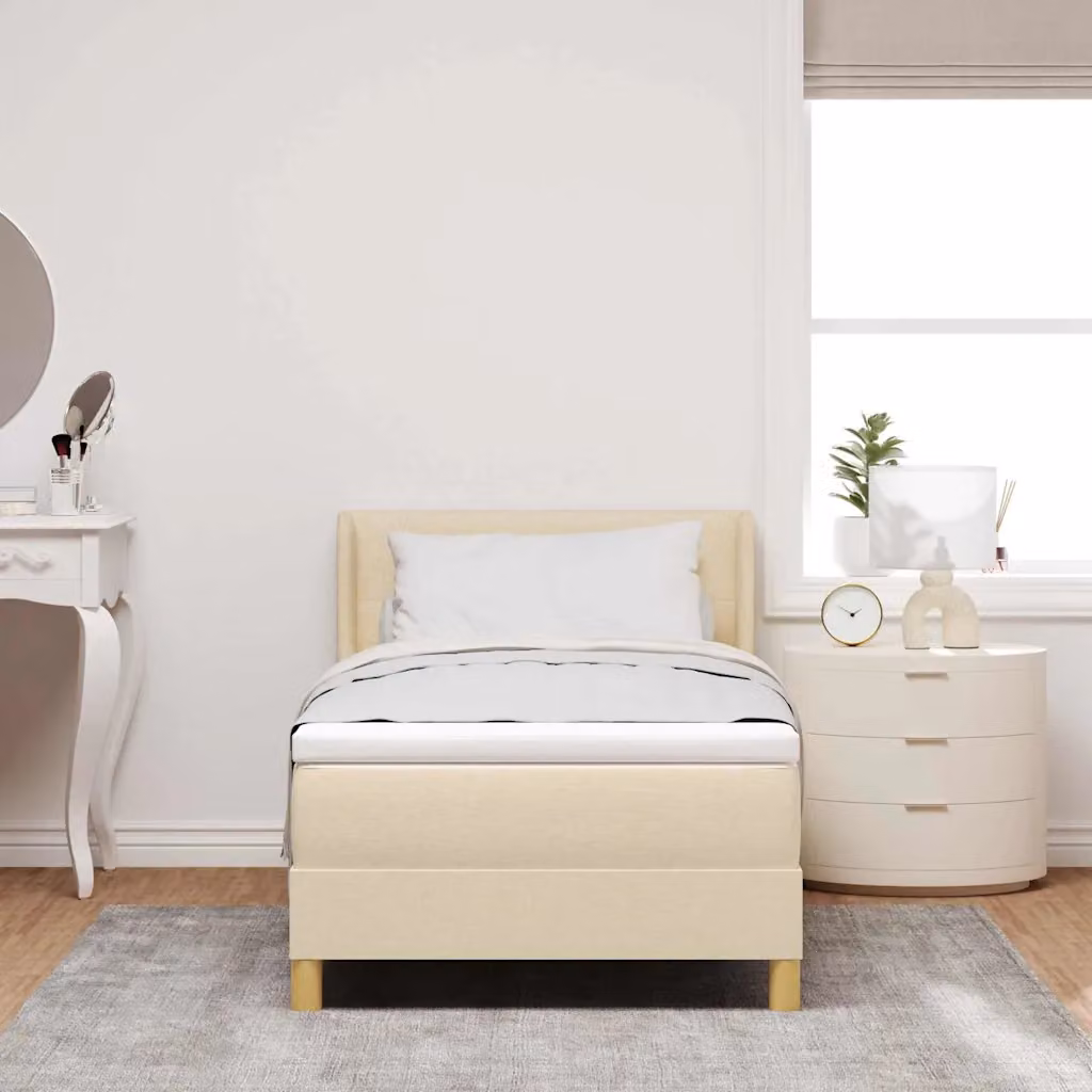 Letto a molle con testiera vidaXL in tessuto beige L 190 cm x P 90 cm